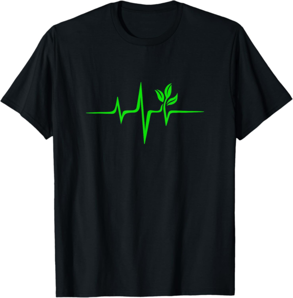 Pulse Green Heartbeat Vegan Plant Tree Environment T-shirt T... - Image 2